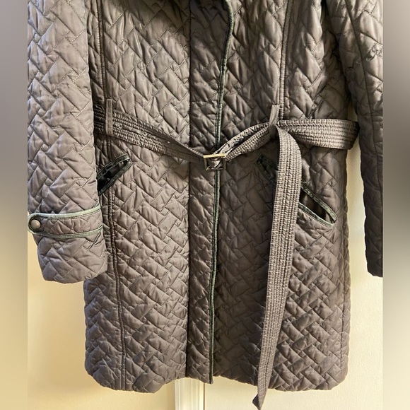 Cole Haan jacket quilted belted grey zip up women Medium - Picture 4 of 13